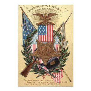 Impression Photo Médaille du drapeau des États-Unis Wreath Rifle Ba