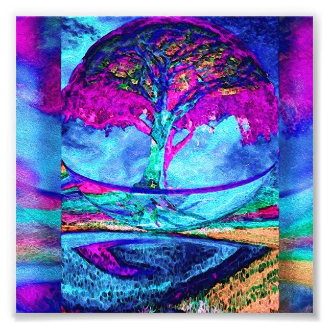 Impression Photo Méditation Arbre de vie en pourpre (Devant)