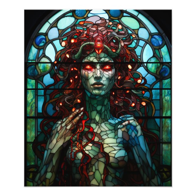 Impression Photo Medusa - Fenêtre en verre tendu Style Tiffany (Devant)