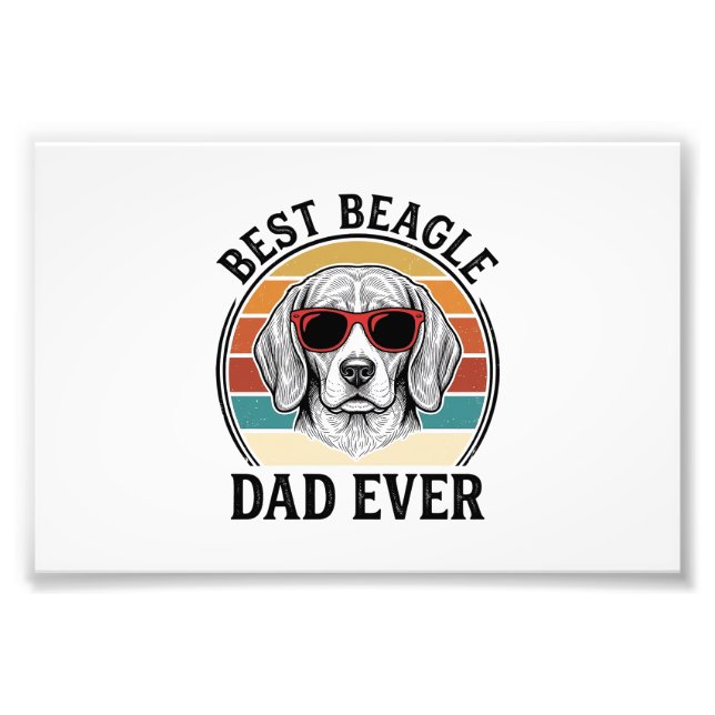 Impression Photo Meilleur Papa Beagle Vintage Design de T-Shirt Bea (Devant)