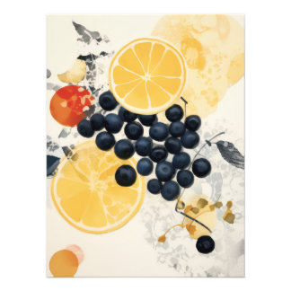 Impression Photo Mélange de médias mixtes botaniques de citrus et d