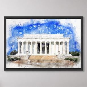 Impression Photo Mémorial Lincoln façade en aquarelle