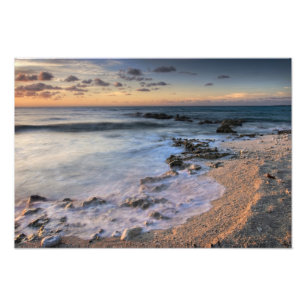 Impression Photo Mer des Caraïbes, Îles Caïmans. Vagues déferlantes