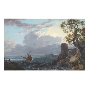 Impression Photo Mer orageuse avec ruine et figures du château (c.1
