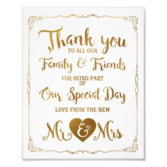 Impression Photo merci jour spécial mariage signe or (Devant)