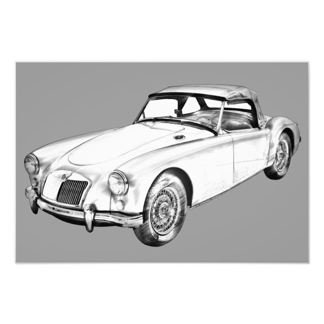 Impression Photo MG Illustration de voiture de sport convertible (Devant)