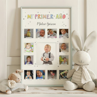 Impression Photo Mi primer año, Baby Collage, Español, espagnol
