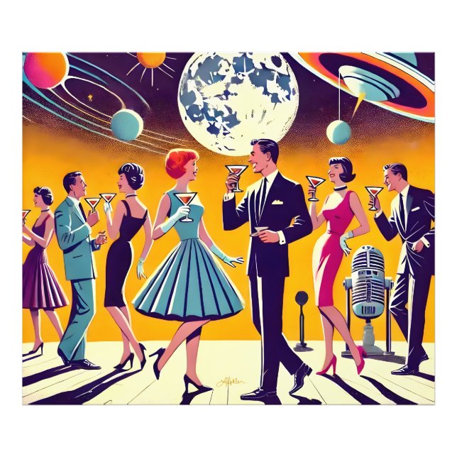 Impression Photo Mid Century 60s Space Age Cocktail Party (Devant)