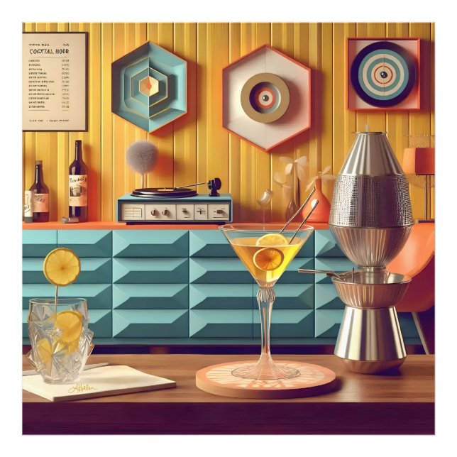 Impression Photo Mid Century Atomic Retro Futuristic Party Room (Devant)