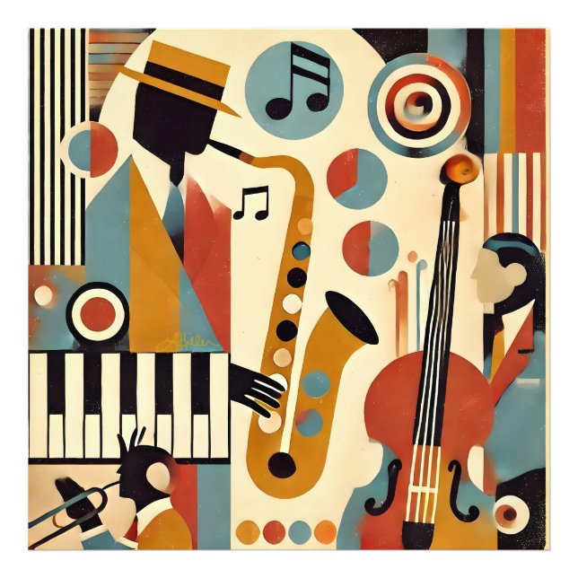 Impression Photo Mid Century Jazz Age Modern Minimalist Trio (Devant)