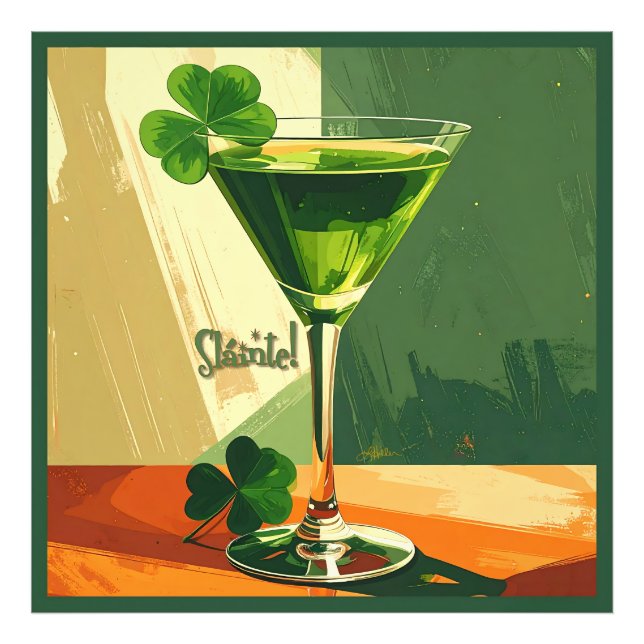 Impression Photo Mid Century Modern Shamrock Martini Sláinte!  (Devant)