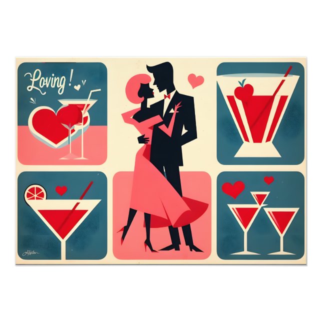 Impression Photo Mid Century Valentine Dancing Couple (Devant)