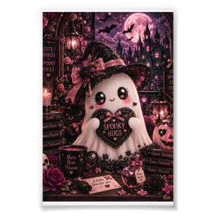 Impression Photo Mignon Gothique Rose Fantôme Halloween Drôle Câlin