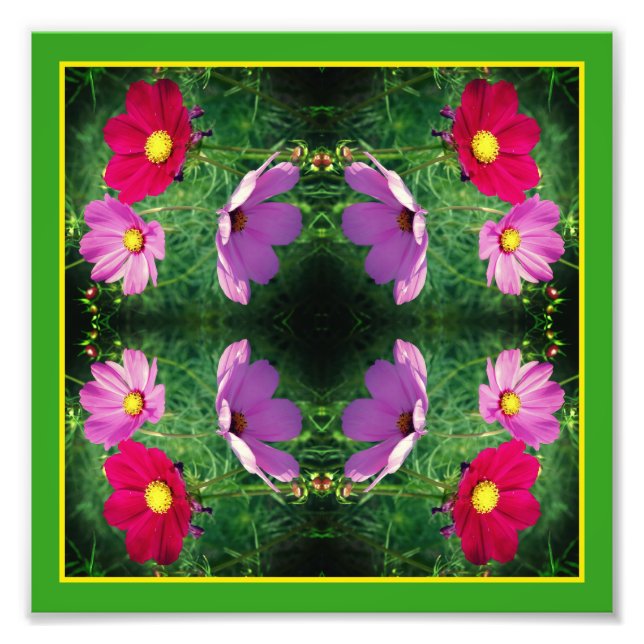 Impression Photo Miroir Cosmos Flower Trio Abstrait 8x8 (Devant)