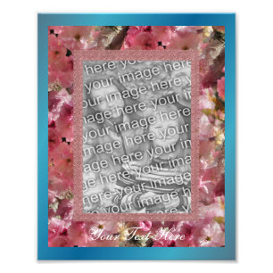 Impression Photo Modèle de cadre à fleurs rose