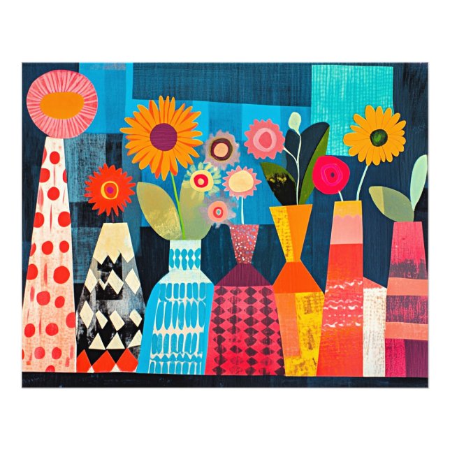 Impression Photo Modern Abstract Vase of Flowers, (Devant)