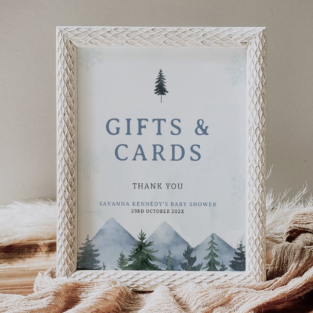 Impression Photo Modern Grey Wilderness Winter Baby Shower Sign (Mountain Baby Shower Sign, Mountain Pine Trees baby Shower Sign, Wilderness Baby Shower Sign, Gifts )
