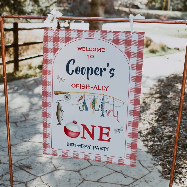 Impression Photo Modern Red Ofishally One 1st Birthday Welcome Sign (Ofishally one birthday welcome sign, Ofishally One Sign, Ofishally One Birthday Welcome Poster
)