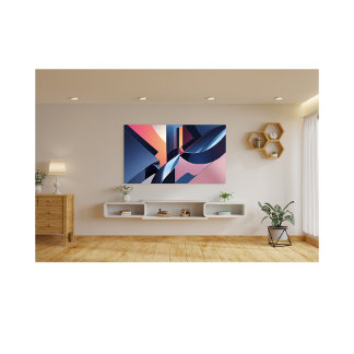 Impression Photo Moderne Abstrait 3D Metallic Blue, Peach et Pink