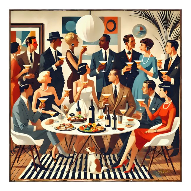 Impression Photo Moderne Du Milieu Du Siècle Le Martini Intellectue (Devant)