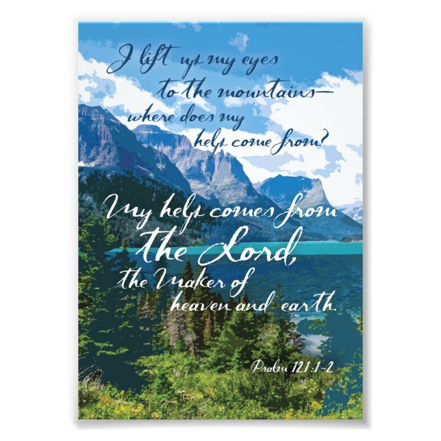 Impression Photo Mon aide vient du Lord Psalm 121 Mountain Art (Devant)