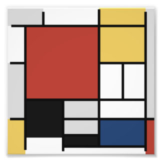 Impression Photo Mondrian Peinture Rouge Plane Jaune Noir Gris Bleu
