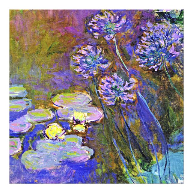 Impression Photo Monet - Lys d'eau et Agapanthus (Devant)
