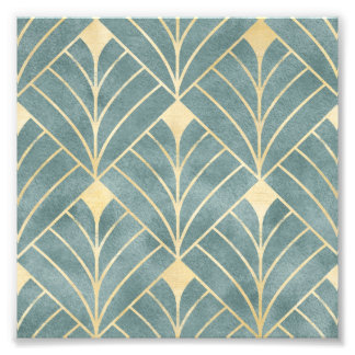 Impression Photo Monnaie verte, or, motif Art déco, vintage, rétro,