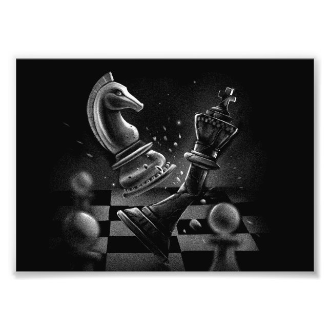 Impression Photo Monochrom d'échecs dramatique (Devant)