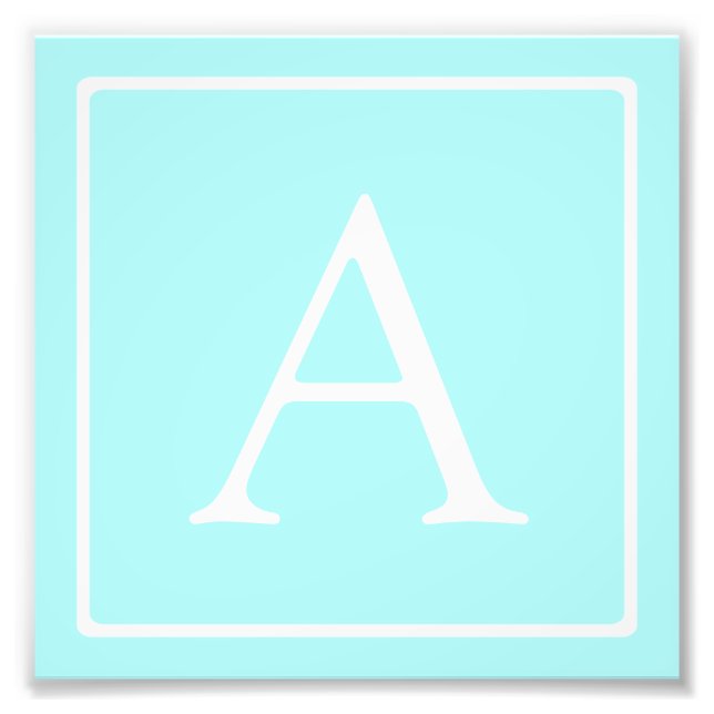 Impression Photo Monogramme bleu ciel simple (Devant)