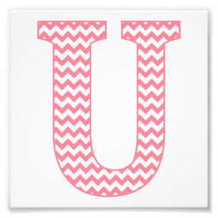 Impression Photo Monogramme Classique Prépa Rose Lettre U Chevron