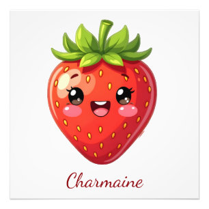 Impression Photo Monogramme jolie fraise kawaii