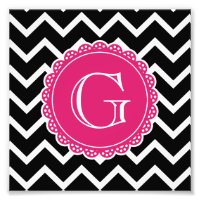 Monogramme noir Chevron rose chaud