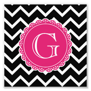 Impression Photo Monogramme noir Chevron rose chaud