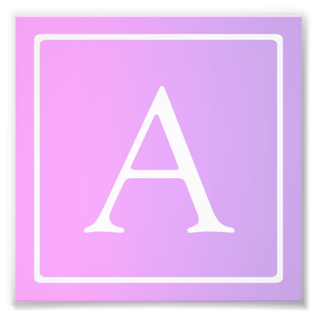 Impression Photo Monogramme simple | Ombre subtil rose/violet (Devant)