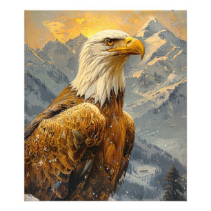 Impression Photo Montagnes d'aquarelle d'aigle chauve