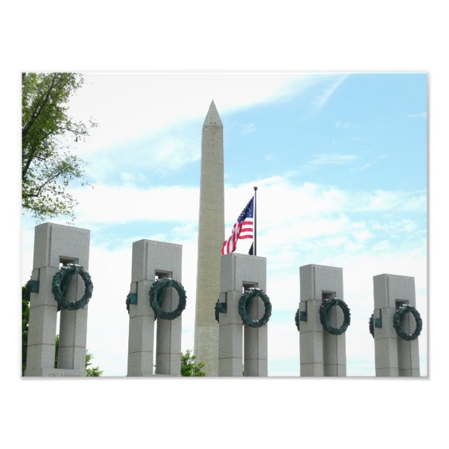 Impression Photo Monument à Washington et mémorial 2ÈME GUERRE MOND (Devant)