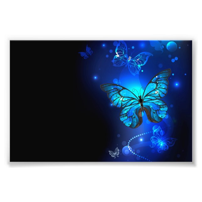 Impression Photo Morpho Butterfly in the Dark Background (Devant)
