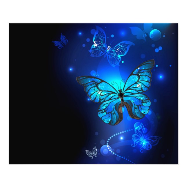 Impression Photo Morpho Butterfly in the Dark Background (Devant)