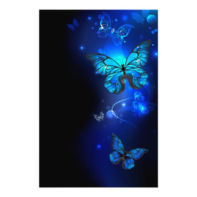 Impression Photo Morpho Butterfly in the Dark Background (Devant)