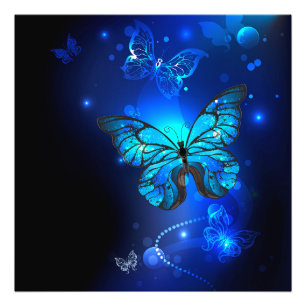 Impression Photo Morpho Butterfly in the Dark Background