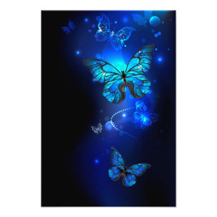 Impression Photo Morpho Butterfly in the Dark Background