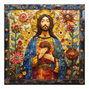 Impression Photo Mosaïque colorée Jésus Christ