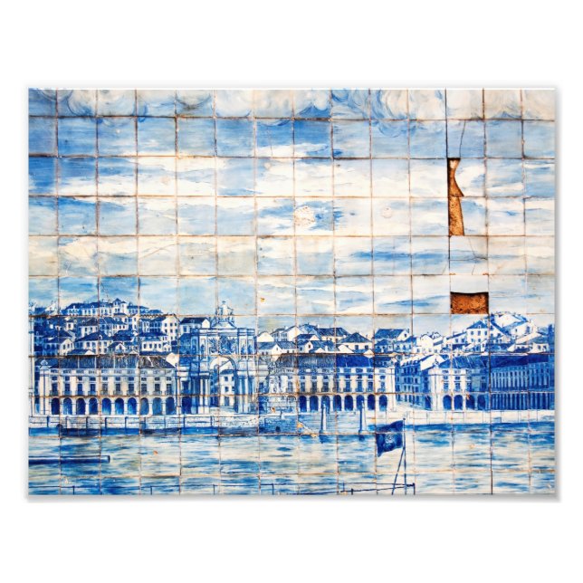 Impression Photo mosaïque lisbonne bleu peinture carrelage porcelai (Devant)
