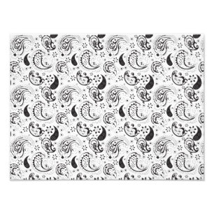 Impression Photo Motif cachemire noir et blanc – Art textile élégan