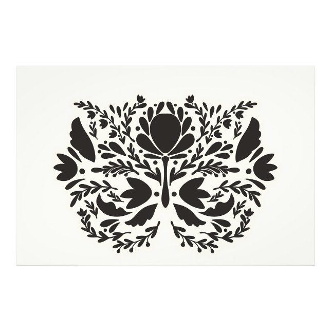 Impression Photo Motif d'art populaire floral scandinave stylisé (Devant)