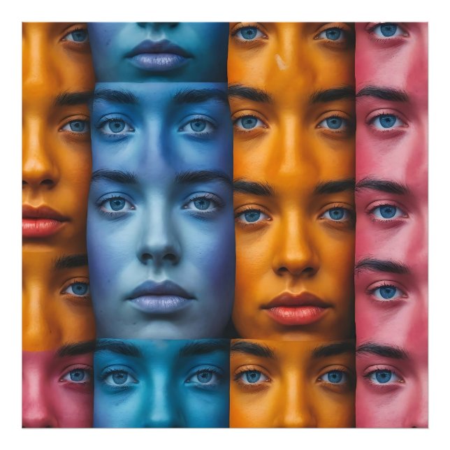 Impression Photo Motif des faces colorées (Devant)