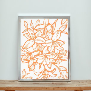 Impression Photo Motif floral sans couture avec fleurs orange
