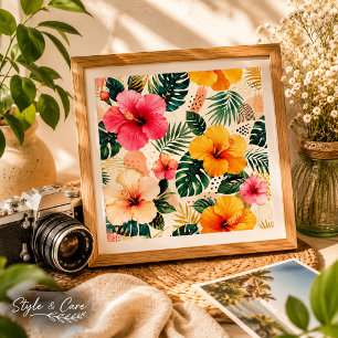 Impression Photo Motif floral sans couture d'Hibiscus Tropical Vibr