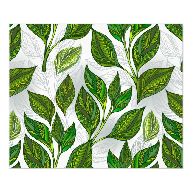 Impression Photo Motif sans couture avec Feuilles de thé vert (Devant)